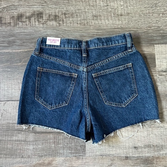 NWT! Victorias Secret PINK High-Waisted Cut Off Shorts Denim Dark Wash 25 - Picture 4 of 5